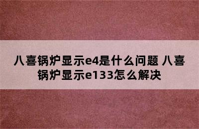 八喜锅炉显示e4是什么问题 八喜锅炉显示e133怎么解决